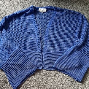 Anthropologie Blue Open-Knit draped cropped Cardigan OS